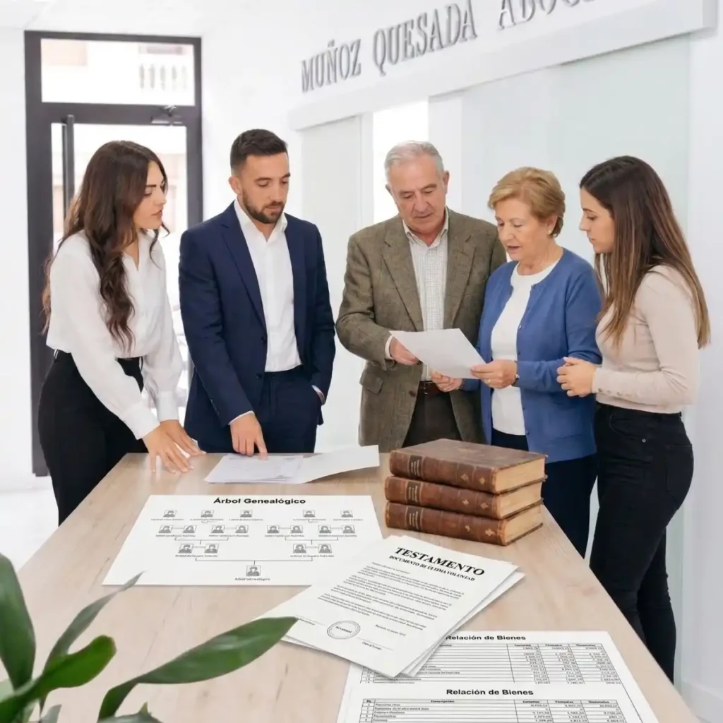 Organización de proceso hereditario en despacho con clientes